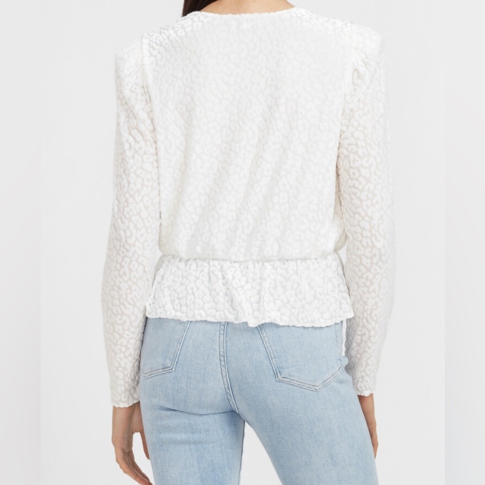 Express Burnout Velvet Leopard Peplum Top - Picture 2 of 7